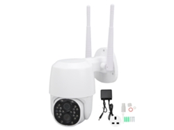 Cámara de seguridad wifi dual con zoom automático, resistente al agua, para uso en exteriores y seguimiento.