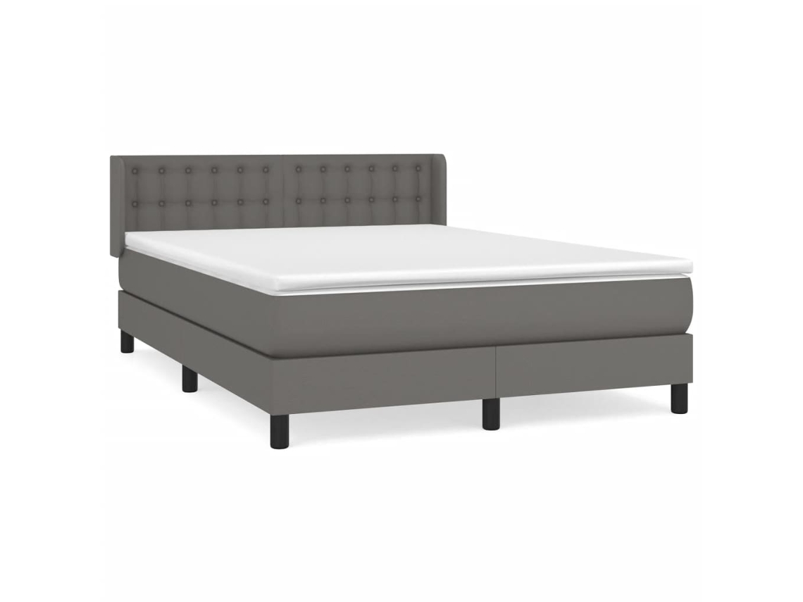 Maison Exclusive - Cama Box Spring Con Colchón Cuero Sintético Gris 140x190 Cm