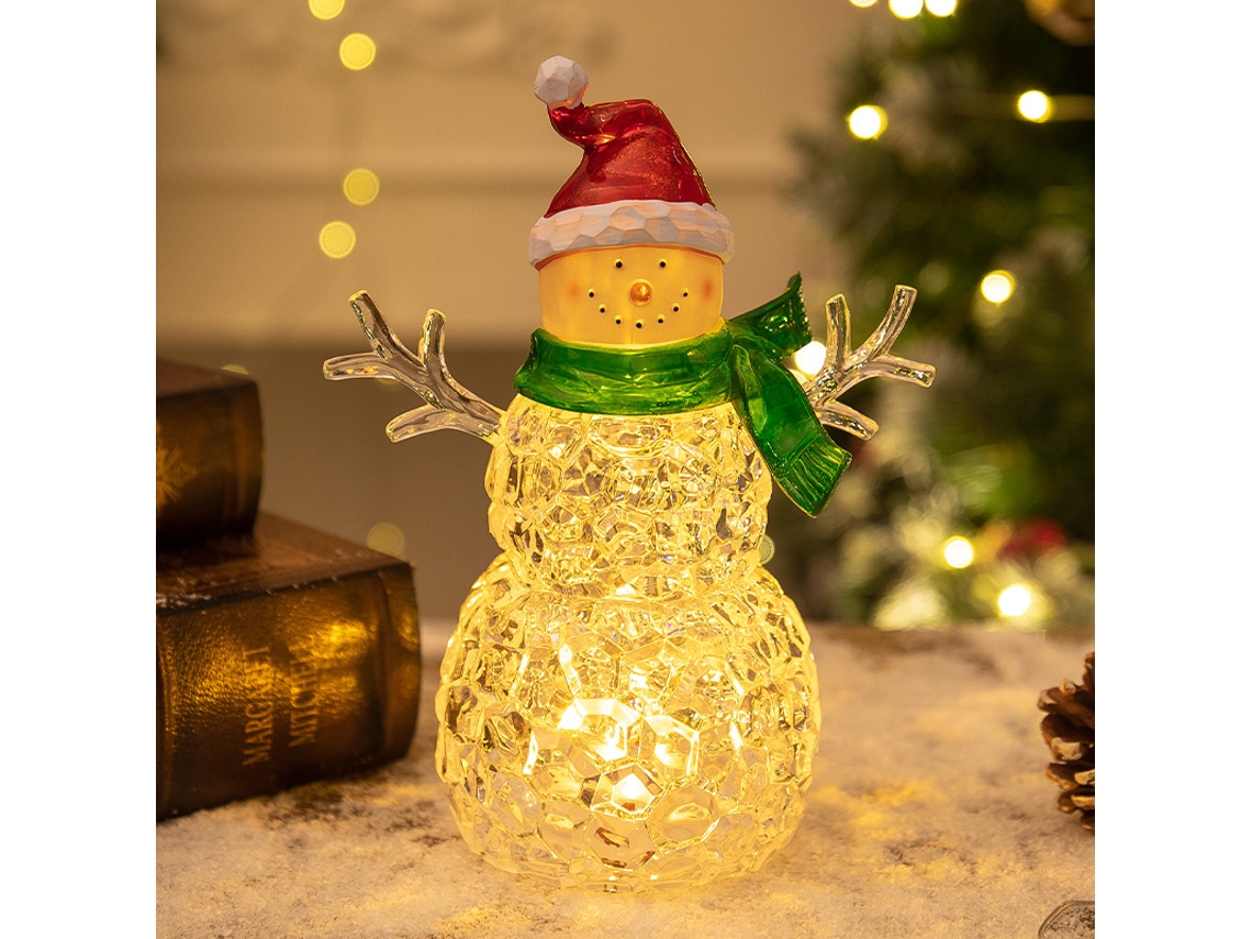 Decoración navideña de Yuysan: Muñeco de nieve verde luminoso para mesa