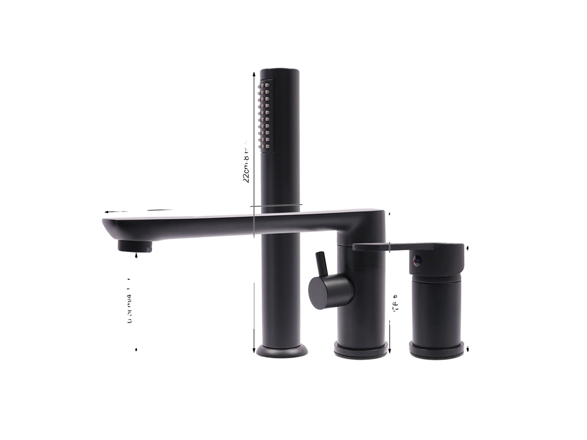 Grifo mezclador de baño, caño giratorio de 360°, ducha de mano incluida, negro OEM