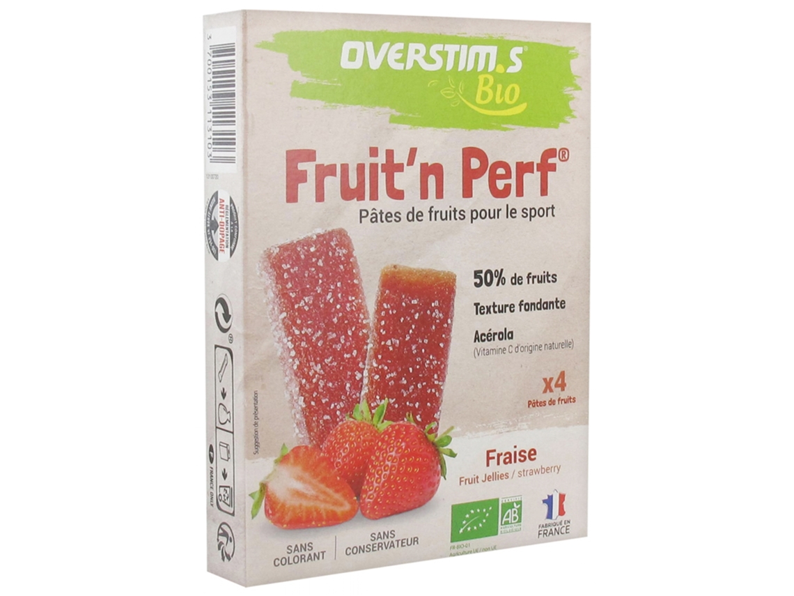 Fruit'N Perf Pasta de Frutas Bio 4 Barritas Sabor : Fresa OVERSTIMS