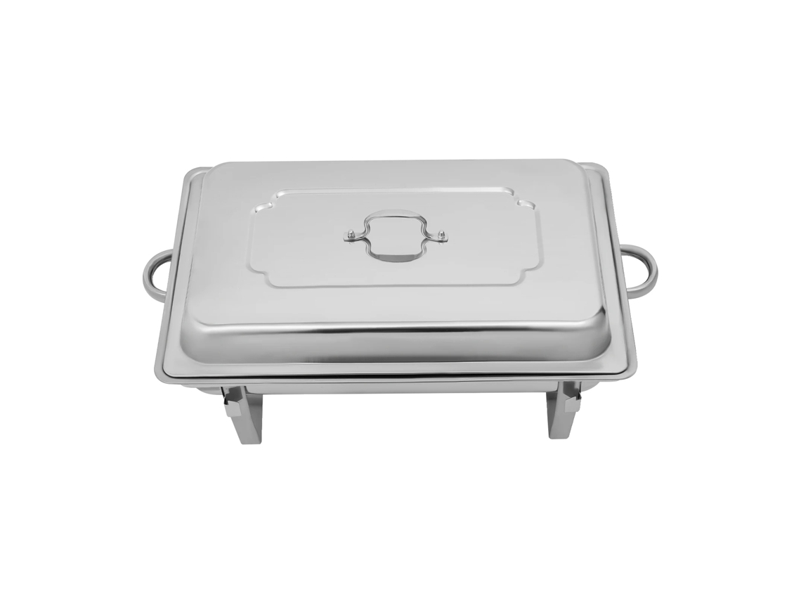 Plato calefactor de acero inoxidable, capacidad de 9 l, diseño moderno, color plateado