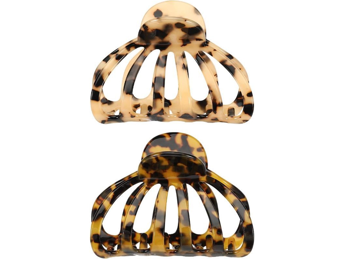 paquete De 2 Pinzas Para El Cabello Estilo Bohemio Con Estampado De Leopardo Y Carey Para Mujeres Y Niñas