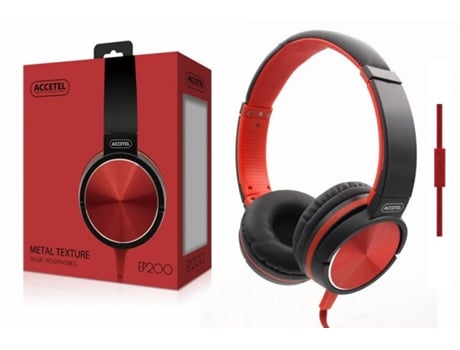 Auriculares con Cables ACCETEL EP200 (On Ear - Micrófono - Rojo)