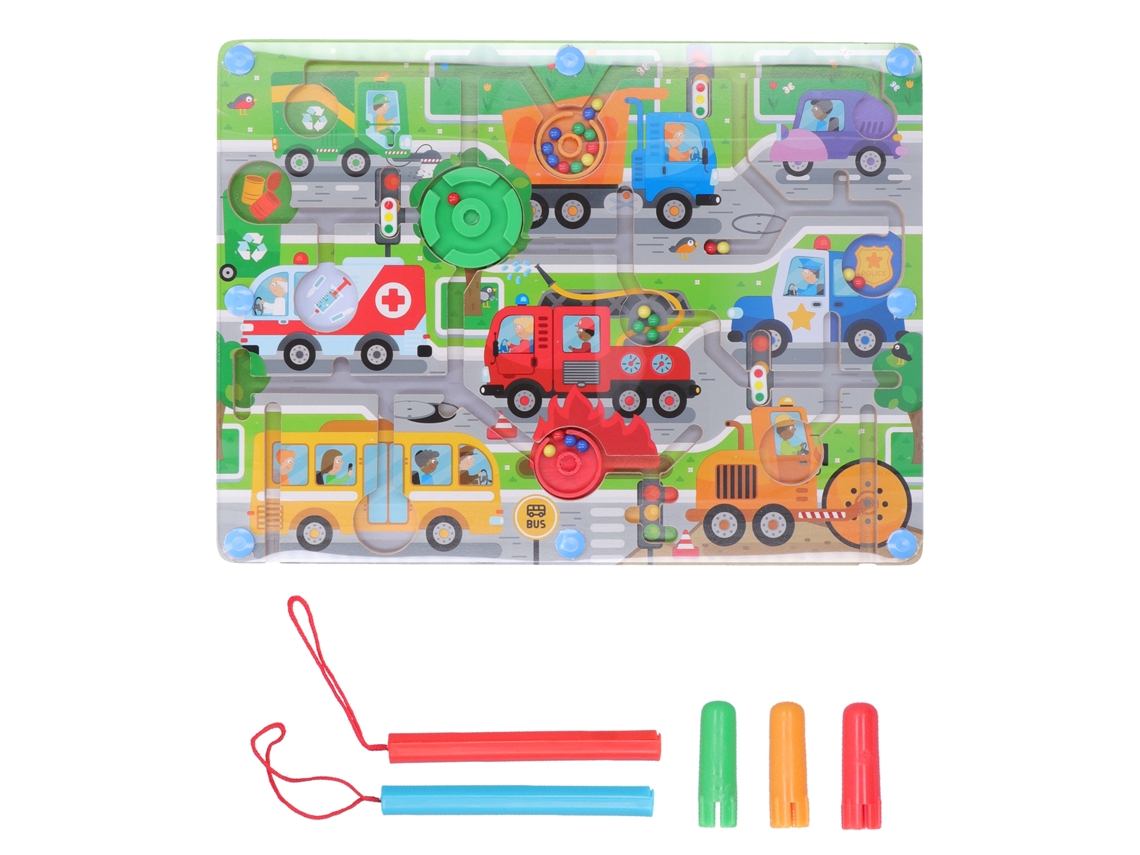 Laberinto de madera 2026 con bonito estampado, juguete educativo magnético para niños con lápiz guía.