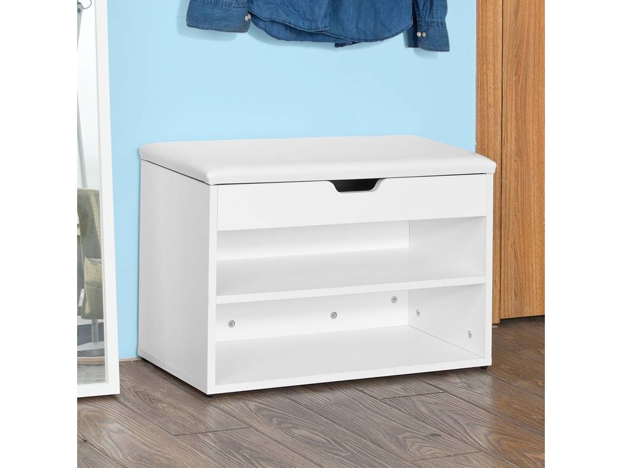 Banco Armario de Zapatos SOBUY Blanco (60x30x44cm) | Worten.es