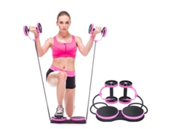 Rueda de ejercicio multifuncional rosa con banda elástica de alta resistencia para entrenamiento muscular en casa - PAPRIKA