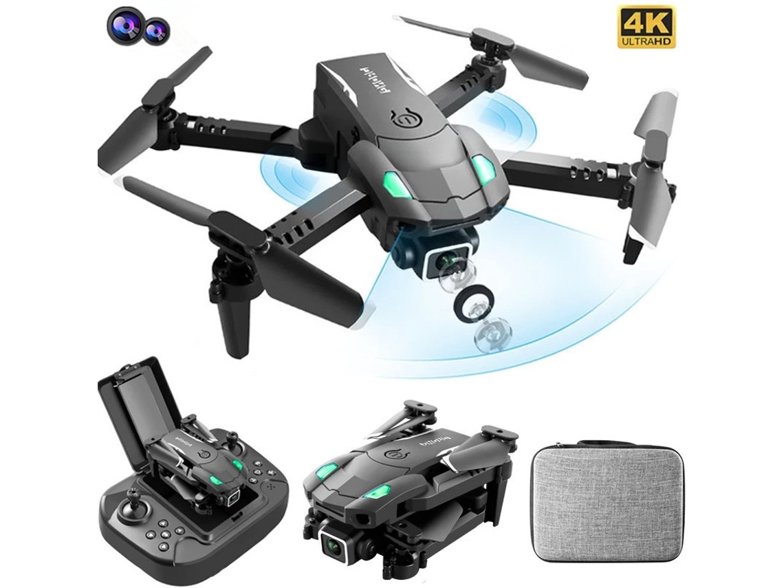 Minidron S128 Bestvite con cámara 4K para evitar obstáculos en 3 lados (cámara dual, batería de 10 min, 2 baterías, negro)