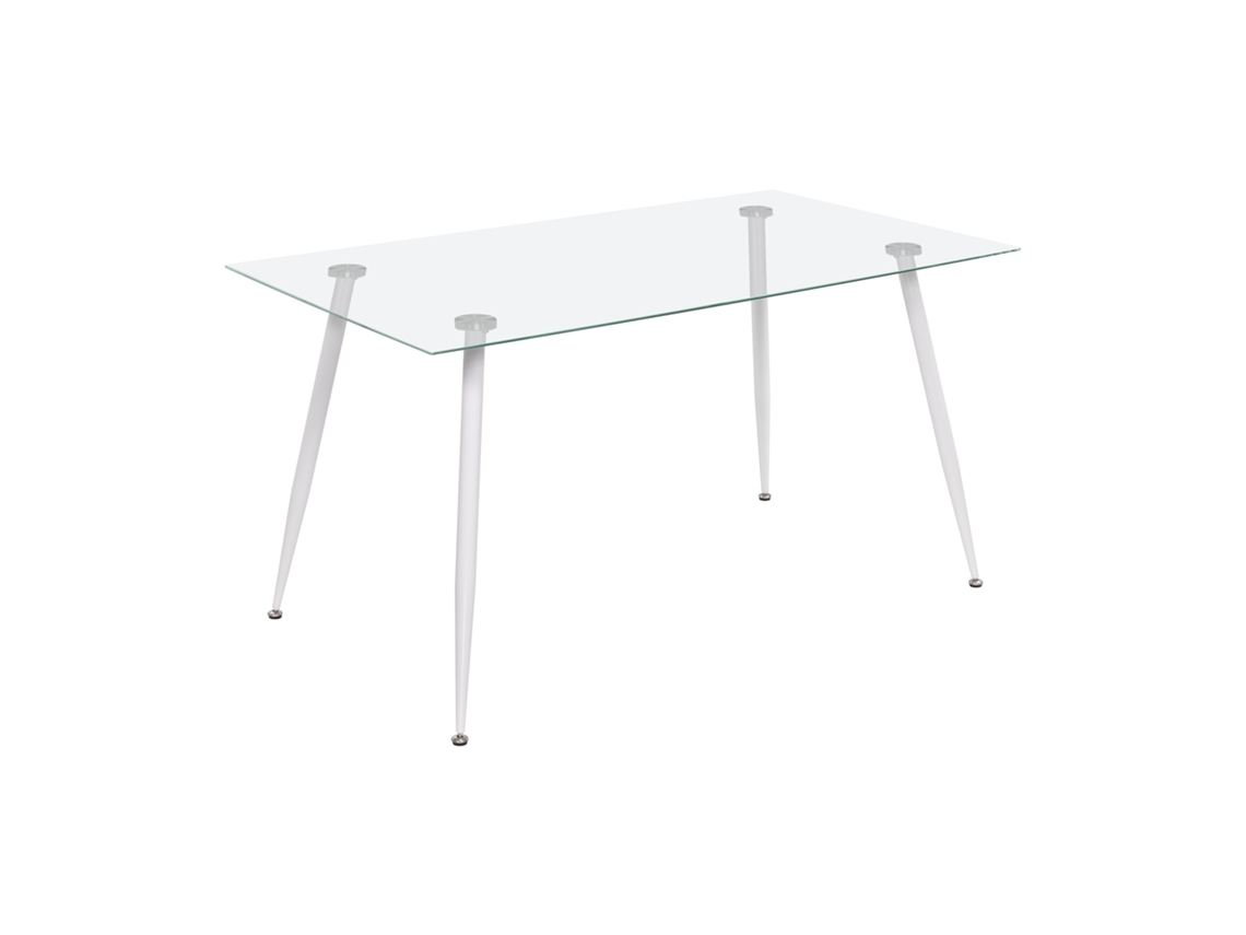 Mesa MOG CASA Beale 160x80 - Diseño Transparente, Patas Blancas, Altura 75cm I-FLAIR