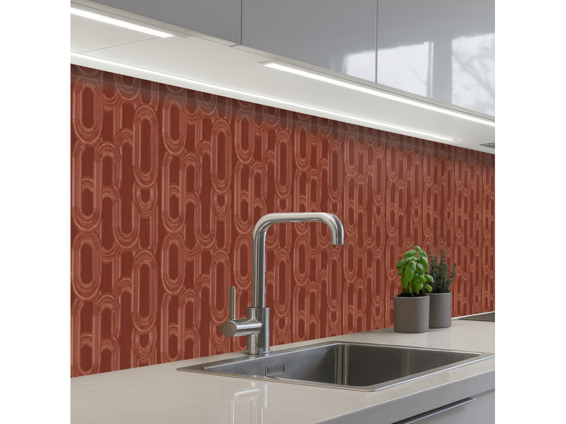Paneles abstractos para salpicadero de cocina - Texturizados - Marrón 500x60 cm