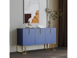 Aparador Moderno Con 3 Puertas Y Estantes Ajustables, Azul Marino.