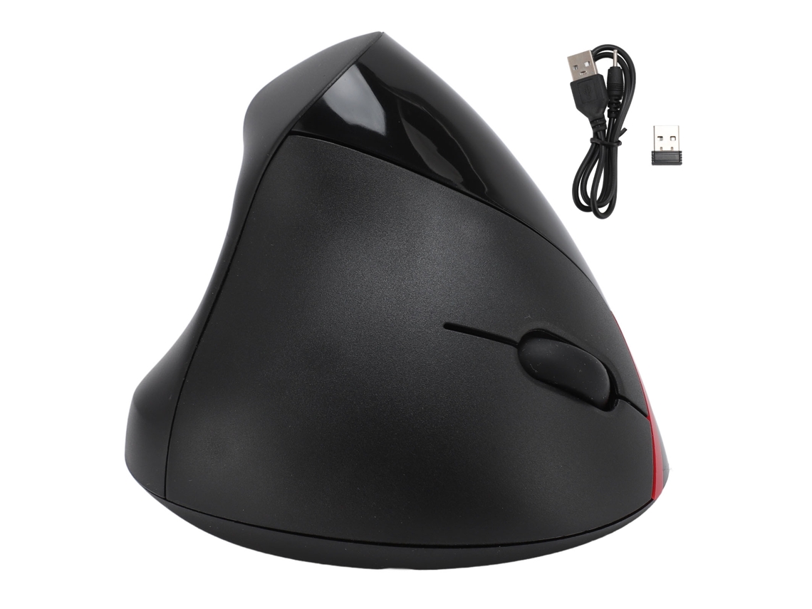 Ratón vertical ergonómico inalámbrico recargable con 3 niveles de DPI ajustables para diestros - Negro