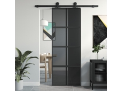 Puerta corrediza | Puerta corredera de 76 x 205 cm, vidrio templado y aluminio negro WSD424485 Lovely Home