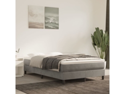 Cama Box Spring Con Colchón Terciopelo Gris Claro 120x200 Cm