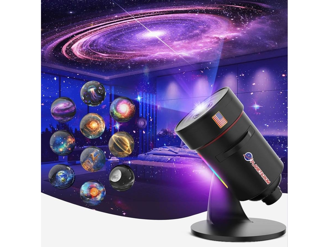 Proyector de estrellas, proyector de galaxias para dormitorio, luz nocturna con temporizador, iluminación ambiental (negro)