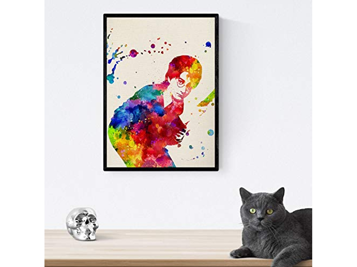 Lámina Para Enmarcar Harry Potter. Poster Estilo Acuarela. Lamina Con Imágenes De La Película Harry Potter. Papel 250 Gr. Sin Marco