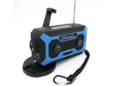 Radio meteorológica de emergencia, radio solar portátil AM/FM/WB de manivela de 2000 mAh, alarma SOS con linterna