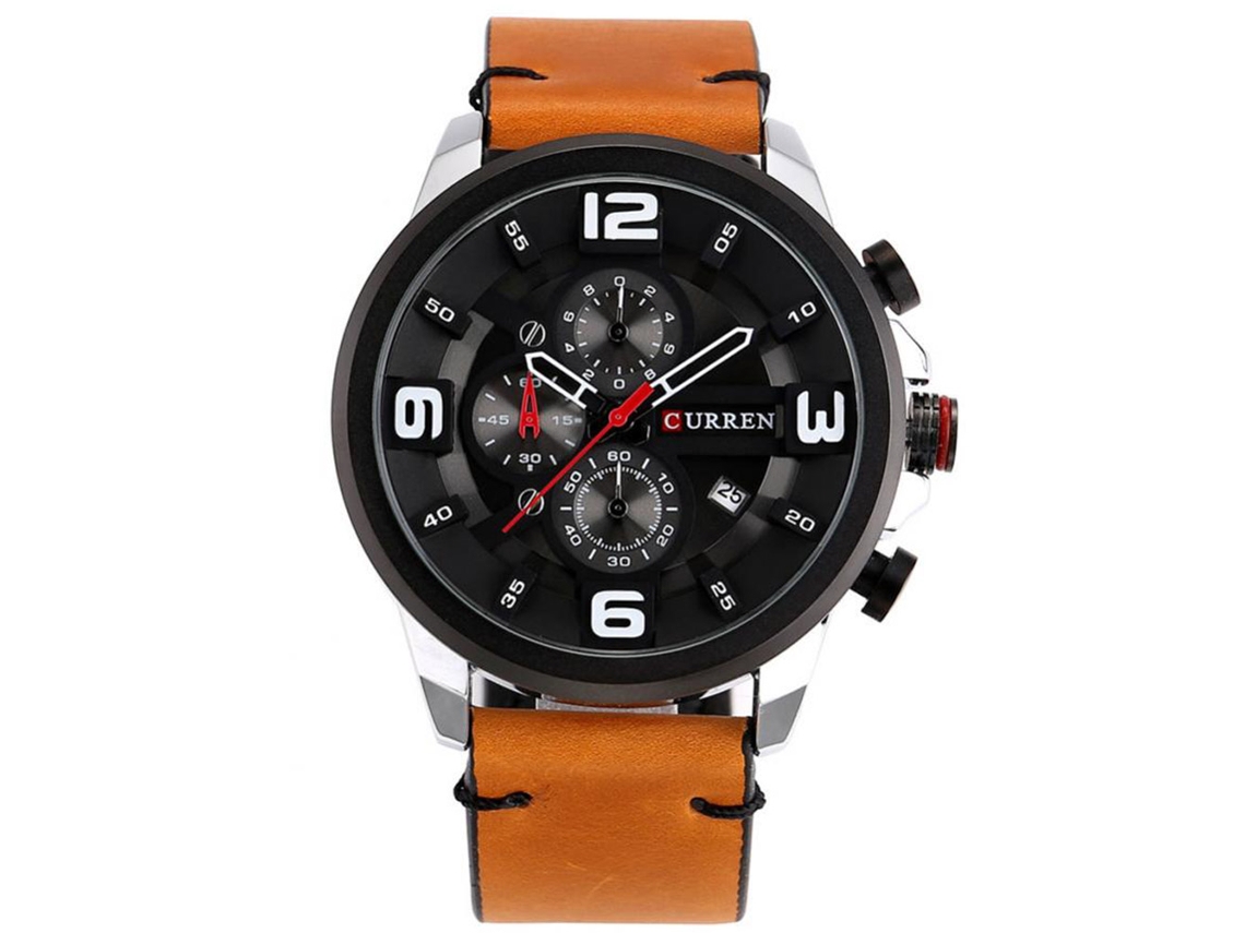Reloj Hombre Curren De 6 Manos De Cuero Pu Calendario Quartzo Impermeable