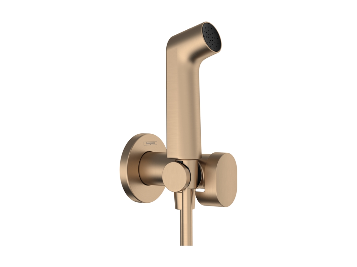 Ducha de mano Bidette 1jet S Ecosmart para agua fría, con soporte de ducha y flexo de 125 cm, 29230140, color bronce pulido Hansgrohe