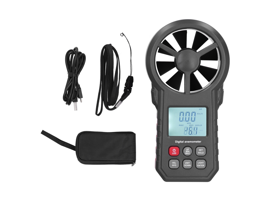 Anemómetro Digital Bluetooth Wt87b Con Pantalla Lcd Retroiluminada, Medidor De Velocidad Del Viento Portátil, 9v