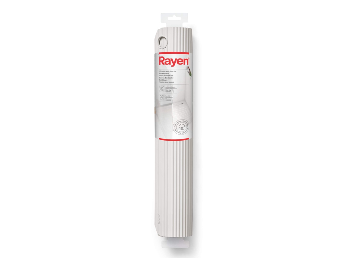 Rayen Alfombra De Baño Cuadrada 50x50 Cm, Caucho Natural, Antideslizante Con Ventosas De Alta Resistencia, Sujeción, Blanco