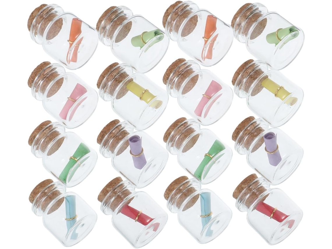 Botellas Vidrio Tapones Corcho Fáciles Limpiar Juego 24 Frascos 11x22 Decoración Bodas Recuerdos Fiesta Deseos