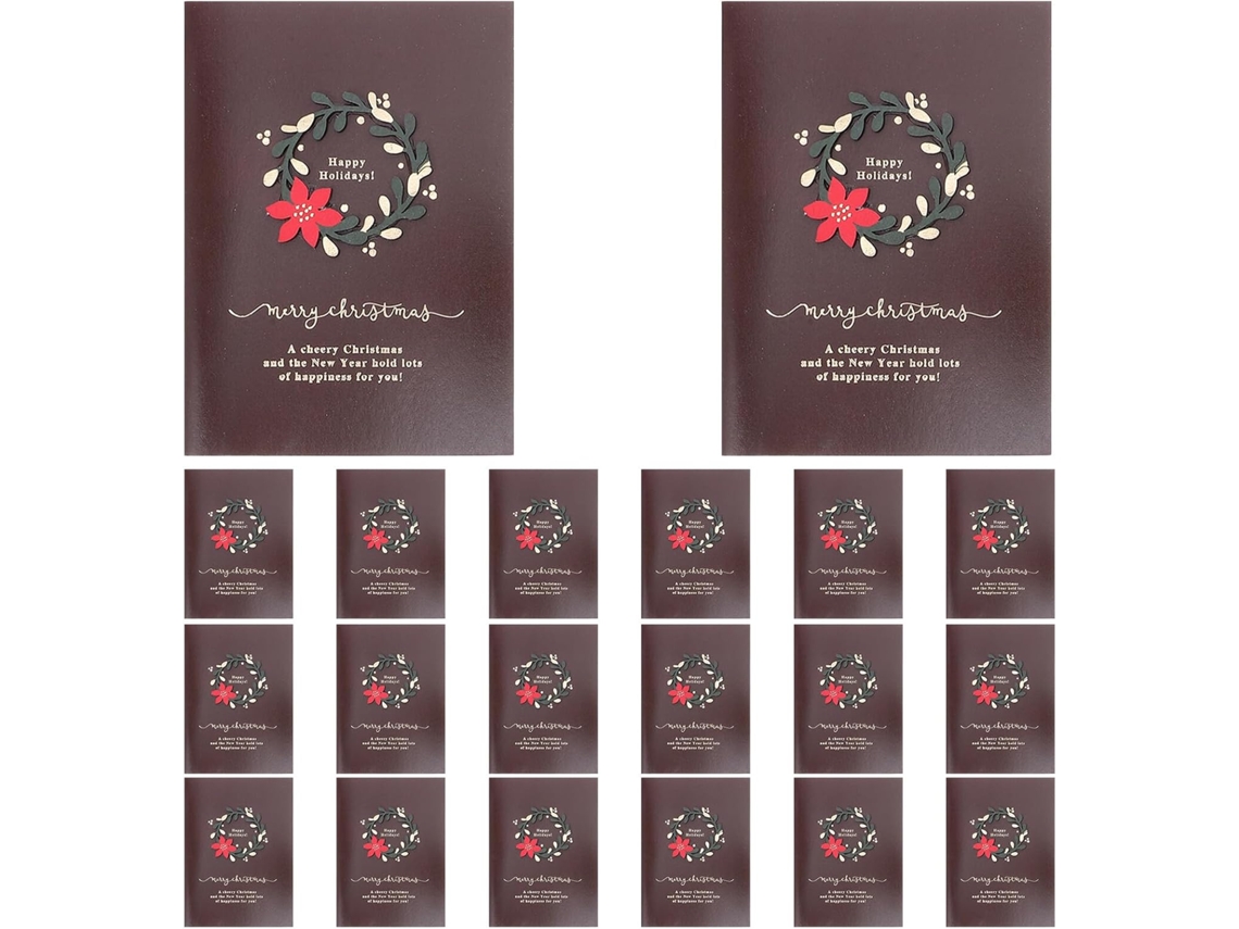 20 Juegos De Tarjetas De Felicitación En Blanco, Tarjetas De Feliz Navidad, Marrón Oscuro