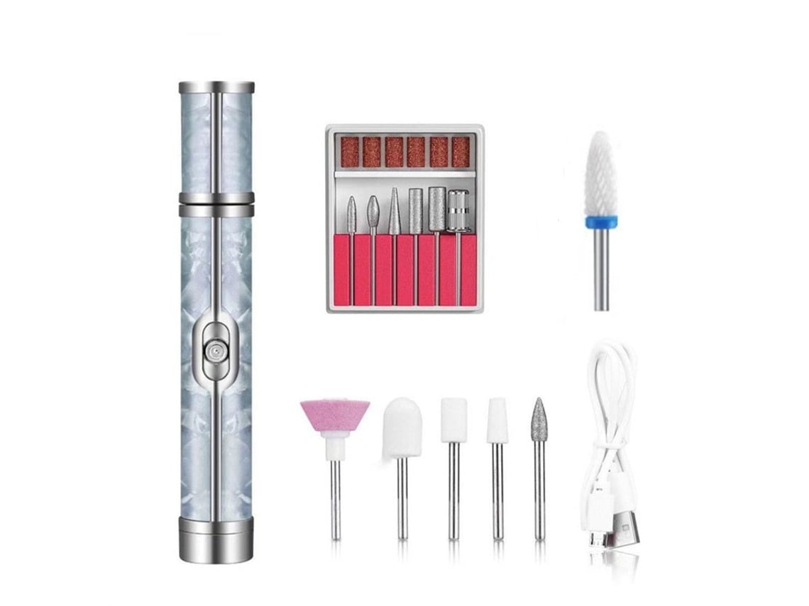 Kit de taladro de uñas eléctrico portátil Yunzii, lima de uñas eléctrica profesional para uñas de gel acrílico, azul.