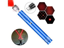 Linterna Con Puntero Láser Con Patrón De Estrella Láser Rojo Carga Directa Por Usb (azul) Cuich