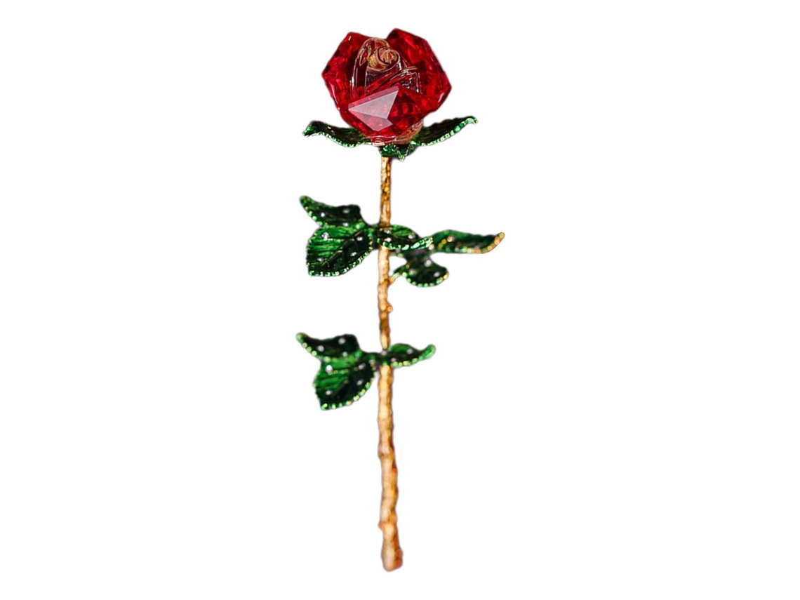 Figura de rosa de cristal de regalo con diamantes rojos de Slowmoose
