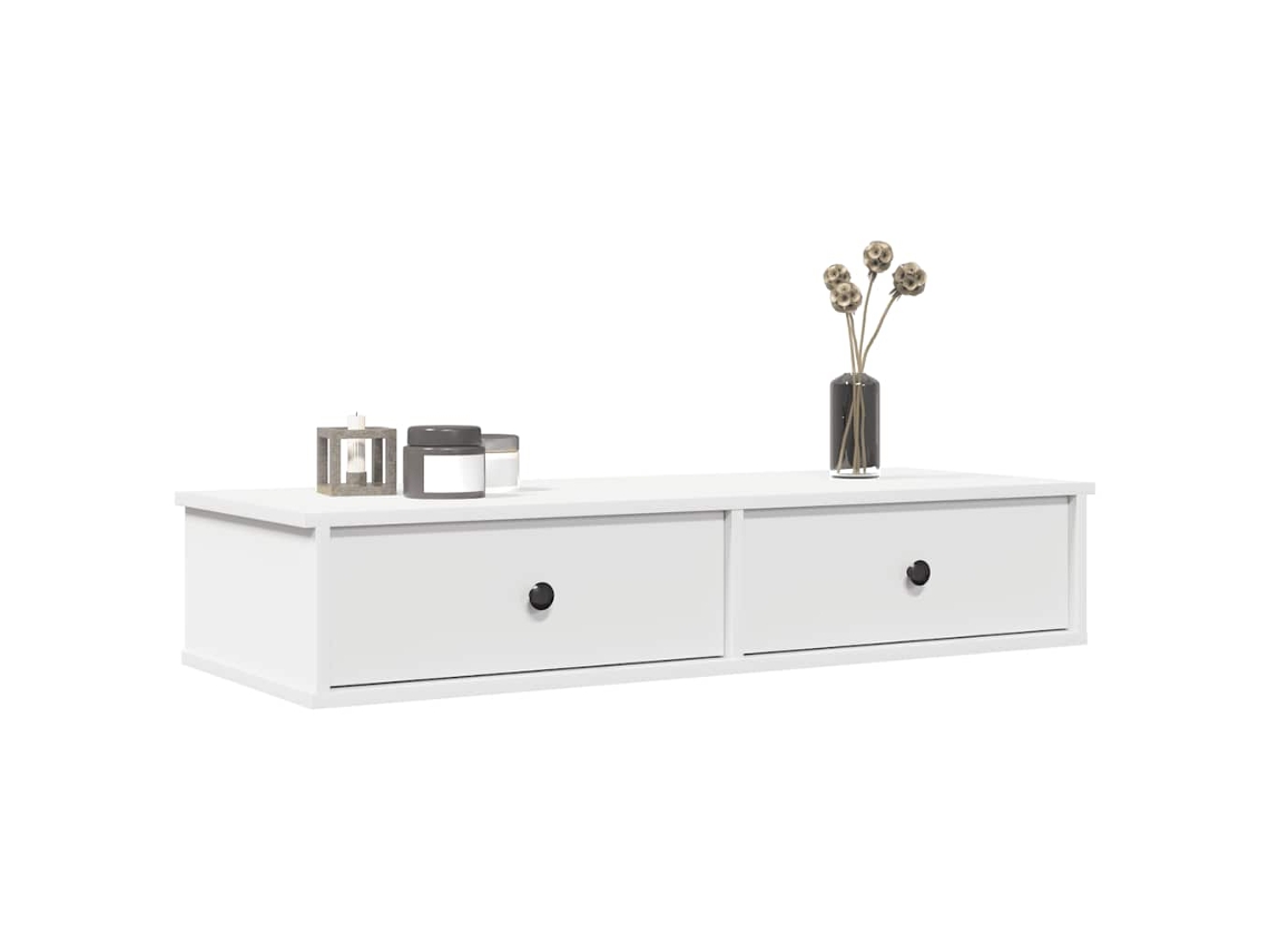 Estante de pared  Estante de Pared con Cajones 100x37,5x19cm Madera Blanca Deriv. Wsd889522 Hermosa casa