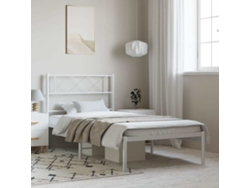 Estructura Cama Sin Colchón Con Cabecero Metal Blanco 100x190cm