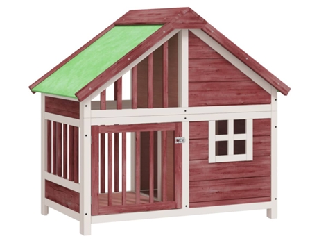 Caseta para perros madera maciza pino color moca (96x60,5x87 cm)