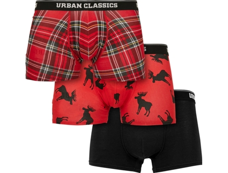 Conjunto de 3 Boxers URBAN CLASSICS Algodón Hombre (M - Rojo)