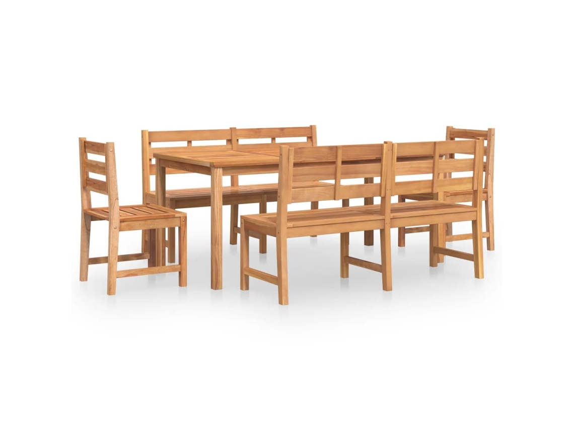 Juego de 5 piezas de comedor de jardín de madera maciza de teca EXCLUSIVA DE LA CASA