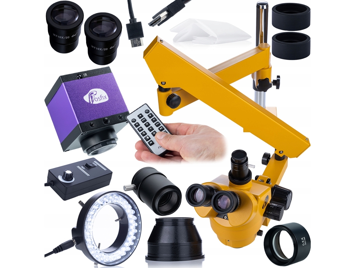 Microscopio trinocular Rosfix Neptune Pro – Zoom de 7x a 45x | Cámara HDMI Panasonic | Inspección electrónica