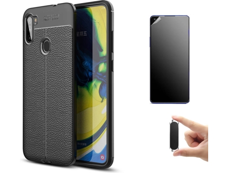 Kit Carcasa, Protector Y Soporte Samsung M11 Ultimatte Rugged Leather Negro