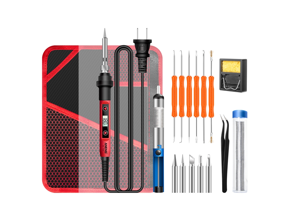 Mini Kit De Soldador Eléctrico De 60 W Con Pantalla Lcd Digital Y 5 Puntas De Soldadura.