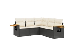 Maison Exclusive - Set De Muebles De Jardín 5 Pzas Y Cojines Ratán Sintético Negro