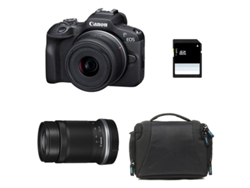 Canon EOS R100 + RF-S 18-45mm F/4.5-6.3 IS STM + RF-S 55-210mm F/5-7.1 IS STM + Bolsa + Tarjeta SD de 8 GB