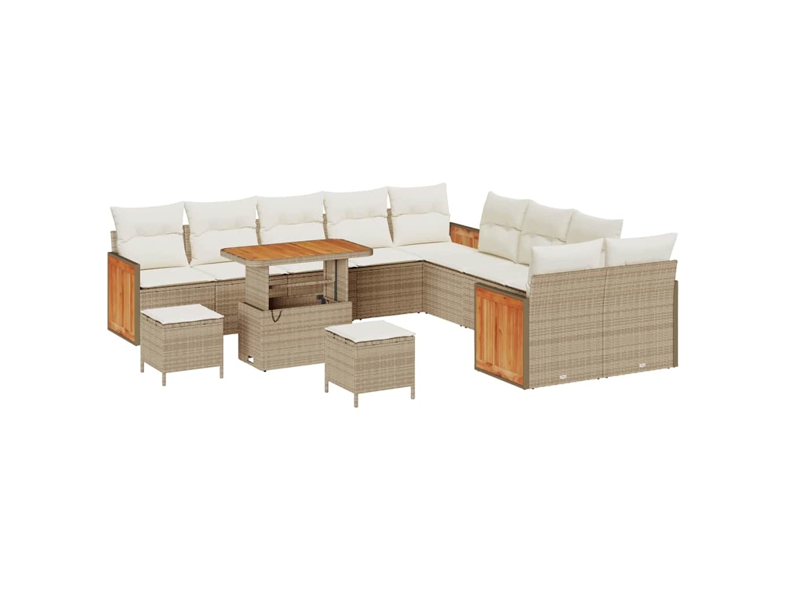 Maison Exclusive - Conjunto De Sofás De Jardín Con Cojín 17 Pcs Beige Y Crema