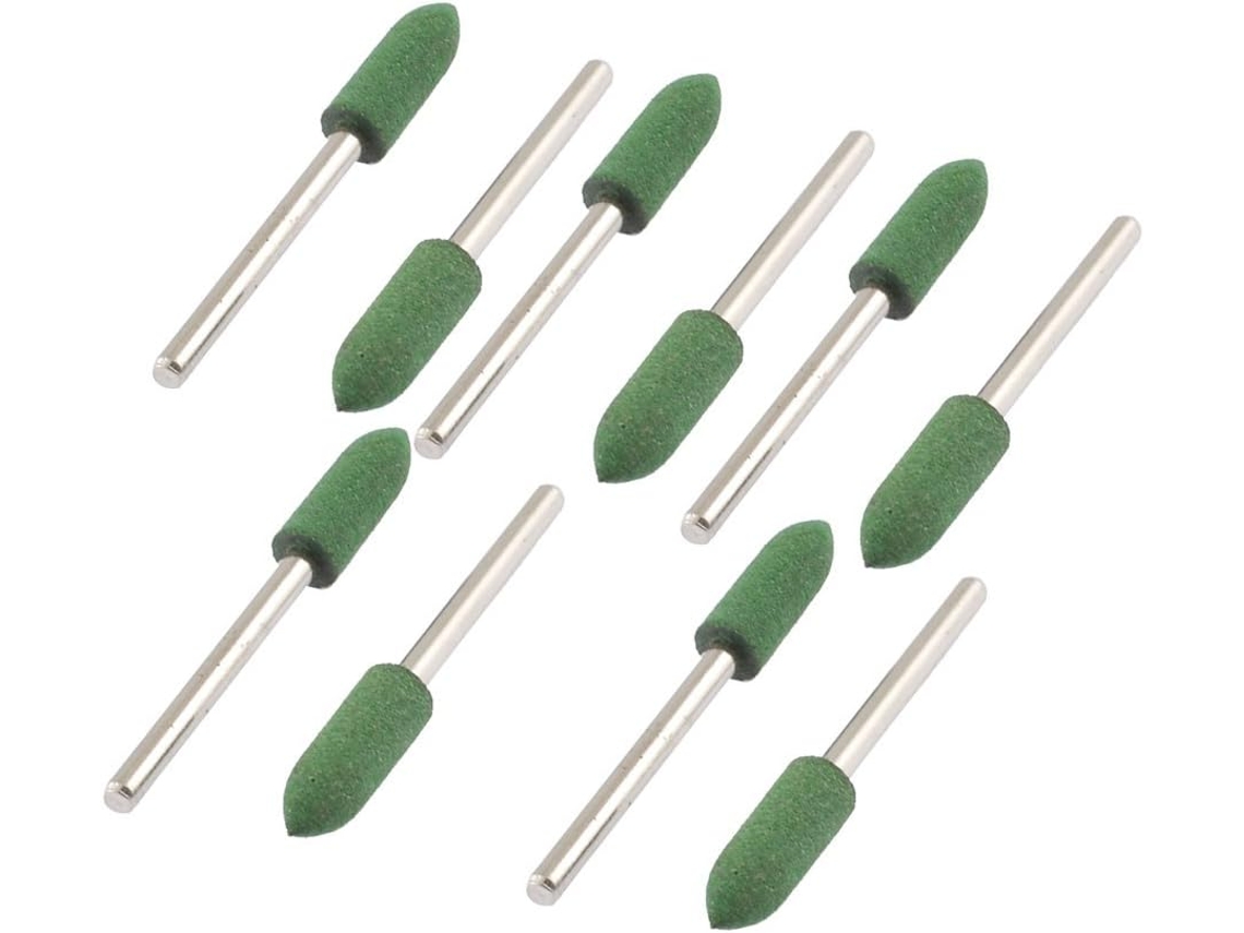 Punta de pulido cónica de 6 mm x 17 mm con montura, verde, paquete de 10 unidades CHABERLU