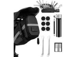 Kit de reparación de bicicletas 16 en 1 con bolsa, minibomba de 120 psi, para bicicletas de montaña y de carretera, sin marca.