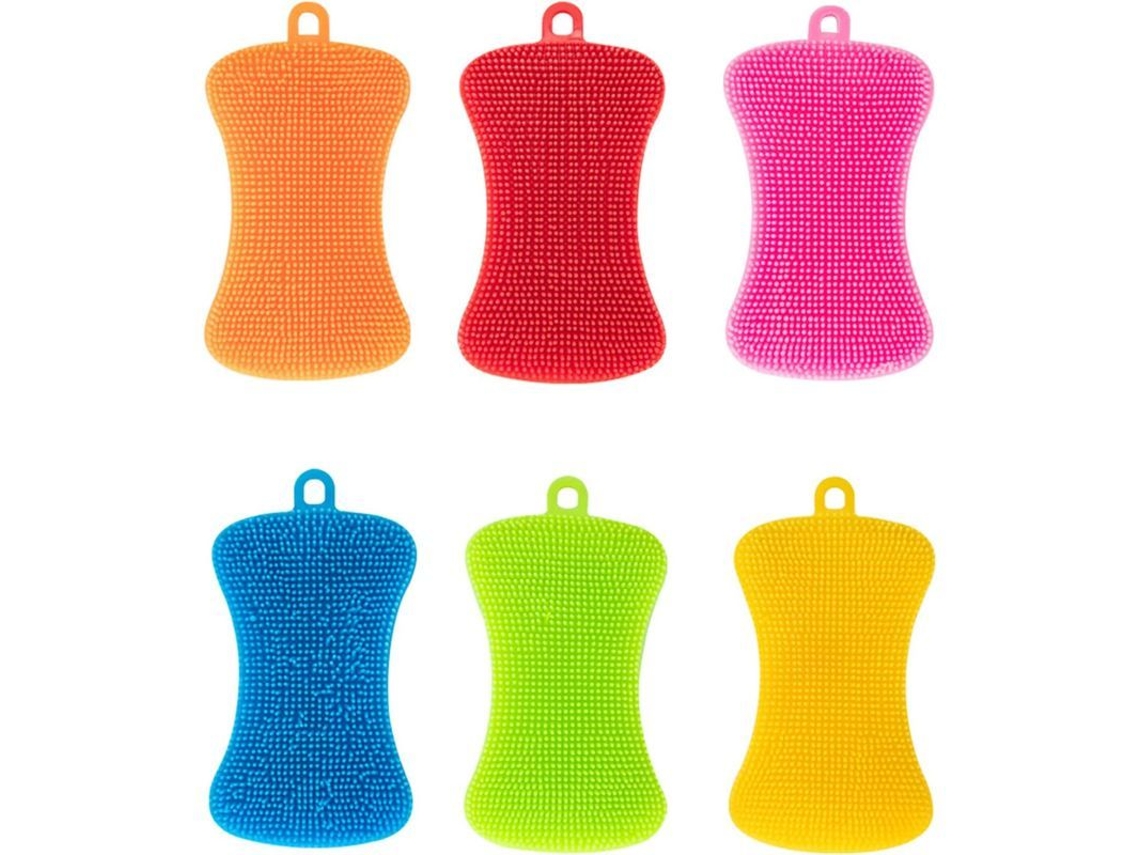 2026-6 Esponjas De Silicona Para Lavar Platos De Doble Cara Multiuso Antiadherente (multicolor)