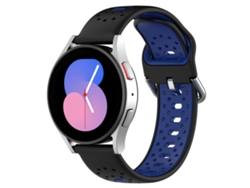 Bracelete Para Samsung Galaxy Watch 5 (40mm) - Silicone Respirável Duas Cores (20mm) - Preto + Azul