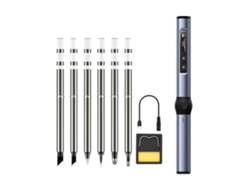 Kit de soldador eléctrico con pantalla digital, temperatura ajustable, calentamiento rápido, mini DC9-24V, gris azulado.