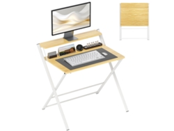Mesa Plegable Con Estante Abierto, Acabado Natural.