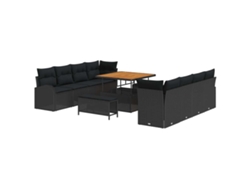 Maison Exclusive - Conjunto De Sofá De Jardín Con Cojín Con Almohada 11 Pcs Negro