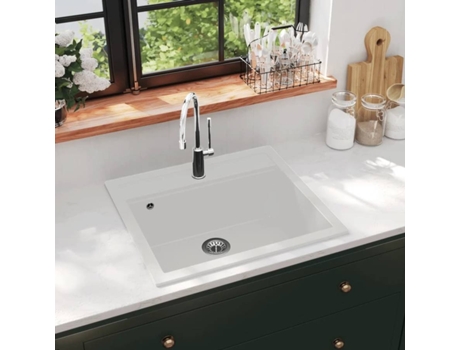 Fregadero VIDAXL de Granito con Un Seno Blanco (565 x 510 x 306 mm)