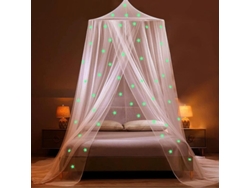 2026-12945-mosquitera Para Cama Individual/doble Con Estrellas Luminosas, Mosquitera De Domo Grande Eco-amigable